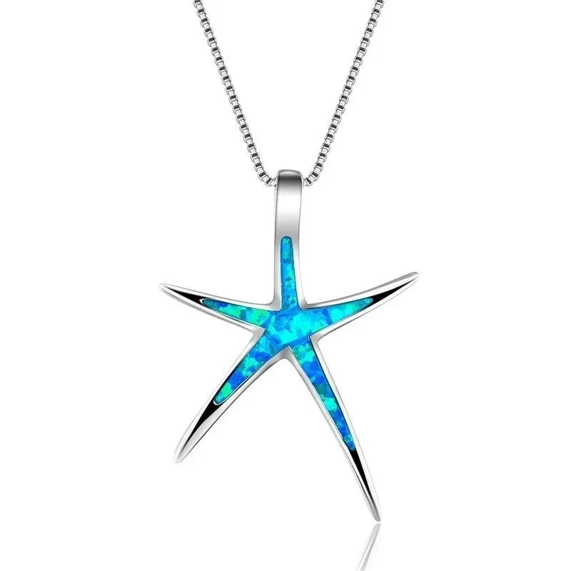 Boho Fashion Sea Animal Dolphin Pendant Necklace for Women Girl Inlay Imitation Blue Opal Necklace Wedding Party Jewelry Luxlife Brands