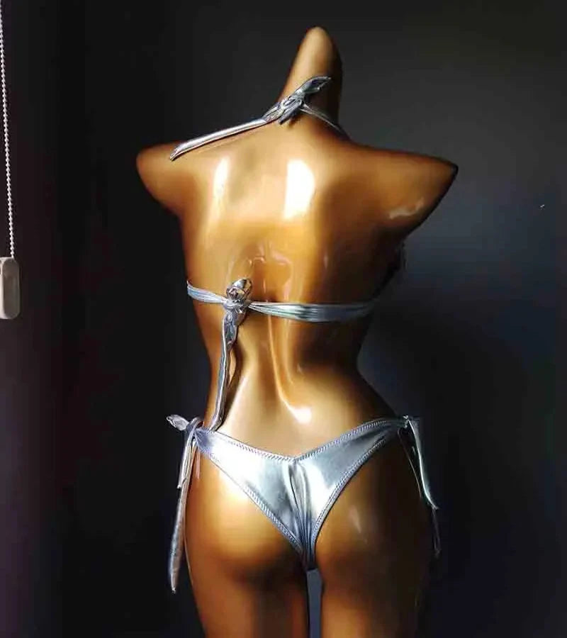 The Venus Vacation Deep-V Bikini – Luxe Rhinestone Embellished Showgirl Swim Set