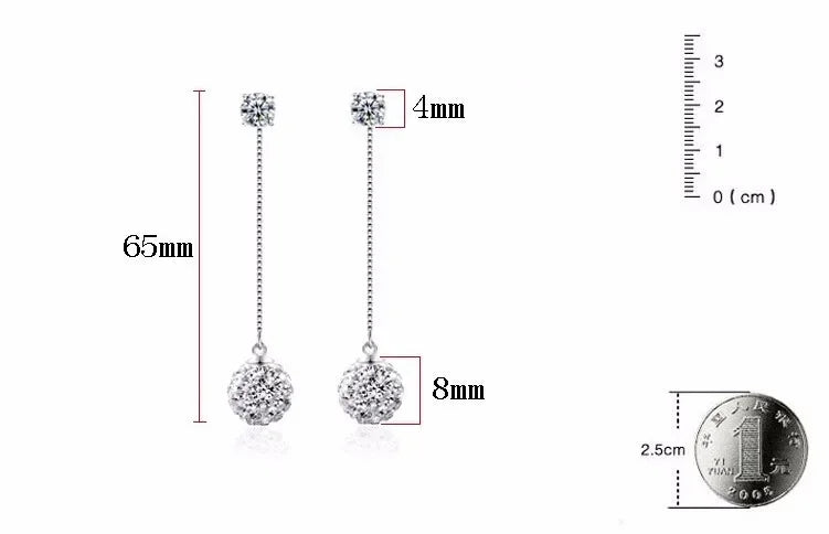 Wholesale Fine Jewelry New Design Rhinestone Crystal 925 Sterling Silver Long Drop Earrings for Women Girls Gift LUXLIFE BRANDS