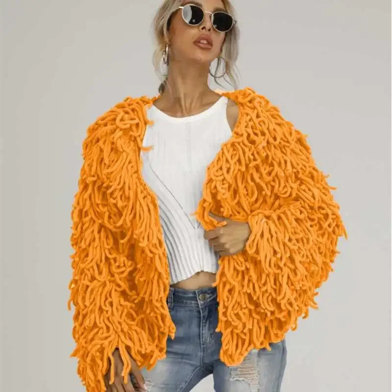 Women's Fringe Oversized Coat LUXLIFE BRANDS