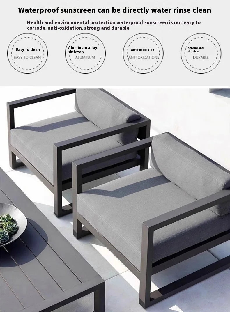 Modern Luxury Aluminum Alloy Leisure Sofa Set Waterproof Sunshade for Outdoor Patio Garden Terrace Sunroom Living Room Luxlife Brands