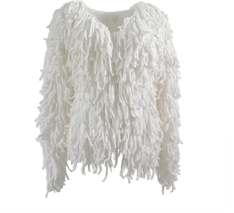 Women's Fringe Oversized Coat LUXLIFE BRANDS