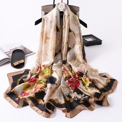 Luxury brand hijab summer women scarves soft long print silk scarves lady shawl and wrap 2022 pashmina bandana beach stoles