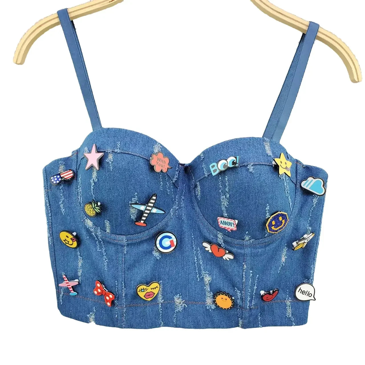 Irene Tinnie Sexy Cute Hole Cartoon Decoration Push Up Bustier Women's Bralette Cropped Top Vest Plus Size