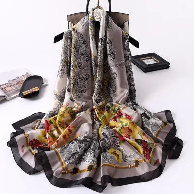 Luxury brand hijab summer women scarves soft long print silk scarves lady shawl and wrap 2022 pashmina bandana beach stoles