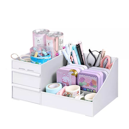 Kawaii Desk Accessories Office Desk Organizer Stationery Dormitory Brush Stand for Pens Organizer Desktop Makeup Storage Box