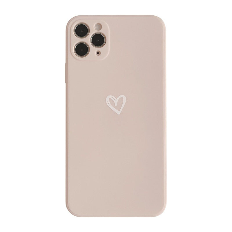 Silicone soft heart phone case for iphone 12 mini 13 11 14 Pro Max XR X XSMAX 7 8 Plus case candy color pink funda cover capa