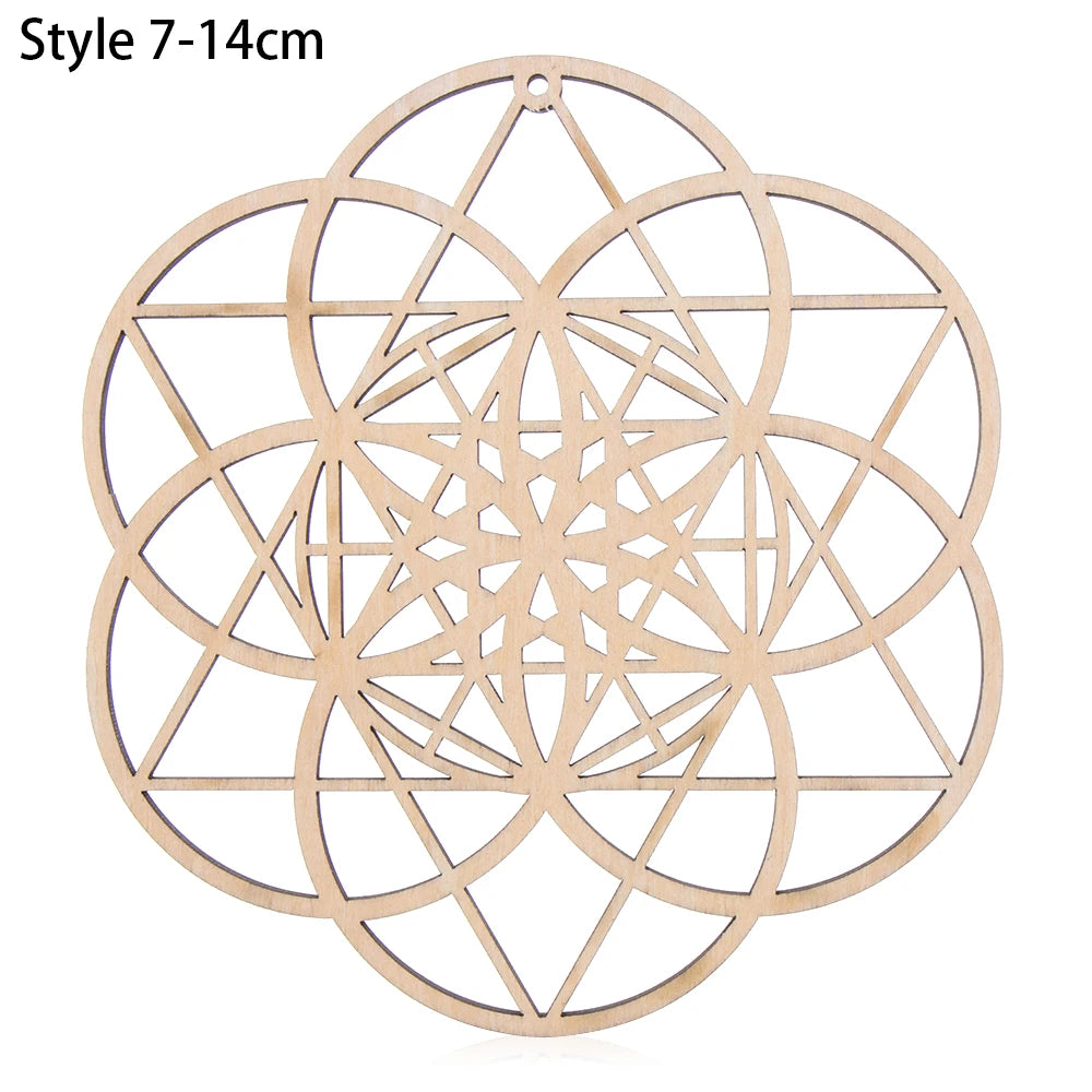 Chakra Flower of Life Natural Wood Coasters For Crystal Set