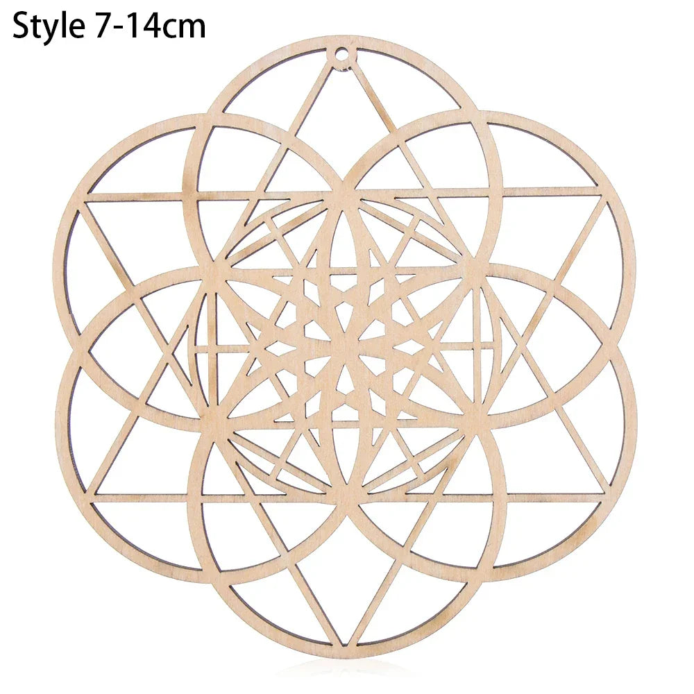 Chakra Flower of Life Natural Wood Coasters For Crystal Set