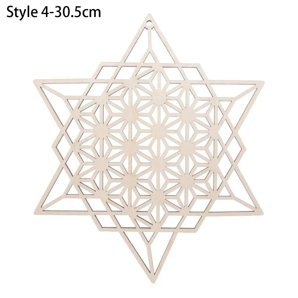 Chakra Flower of Life Natural Wood Coasters For Crystal Set Luxlife Brands
