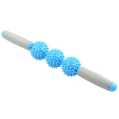 Gym Muscle Massage Roller Yoga Stick Body Massage Relax Tool Muscle Roller Sticks with 3 Point Spiky Ball