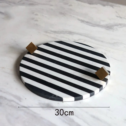 Modern Black And White Striped Marble Tray Geometric Decor Storage Tray Living Room Coffee Table Desktop Soft Decor Ornaments