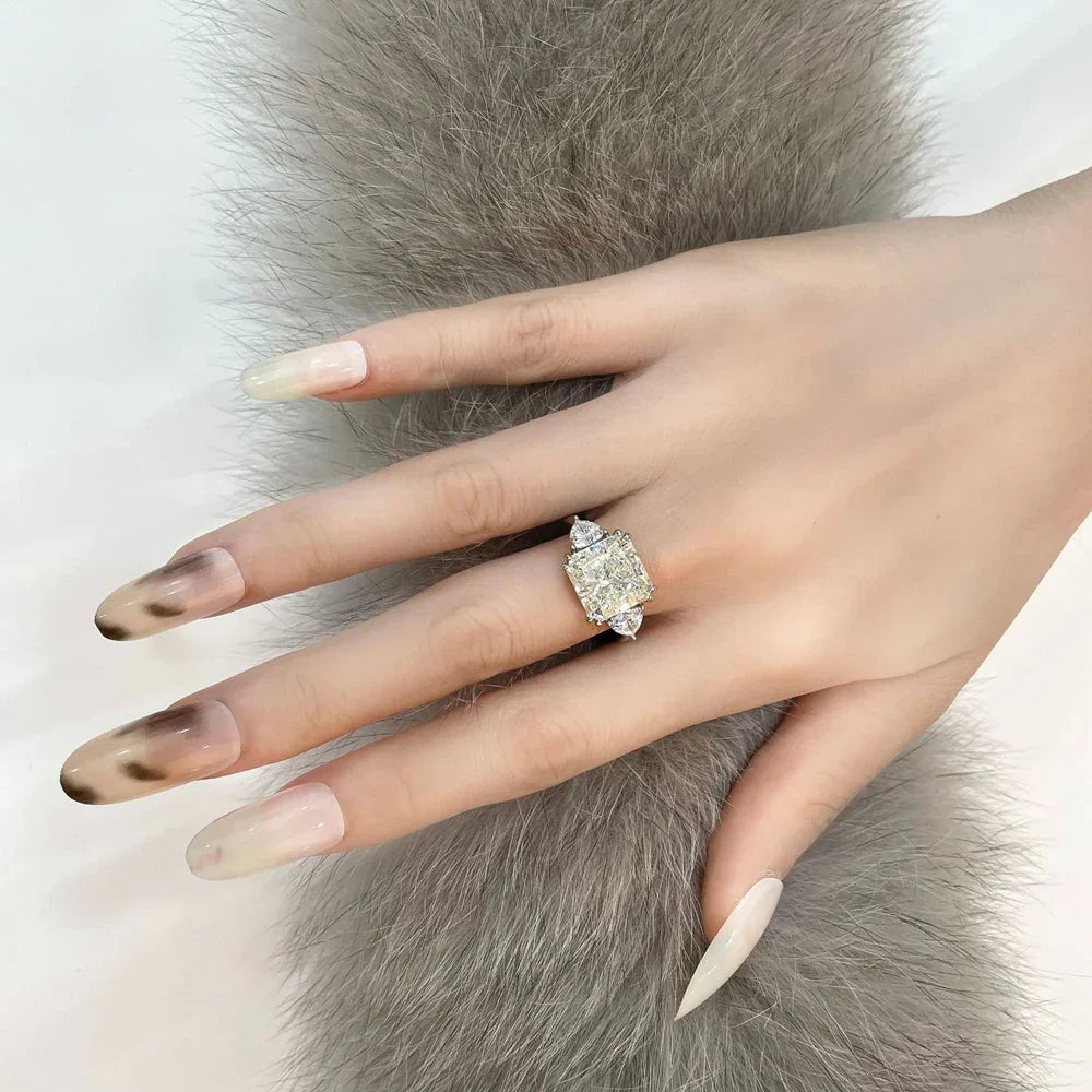 925 Sterling Silver 5CT G Color Lab Sapphire Gemstone Wedding Engagement Cocktail Ring