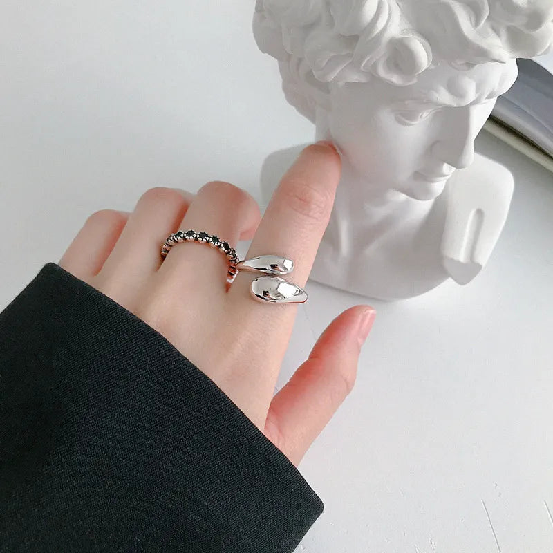 XIYANIKE Silver Color  Korean Trendy Smooth Rings for Women Couple Vintage Gold Silver Geometric Handmade Wedding Jewelry LUXLIFE BRANDS