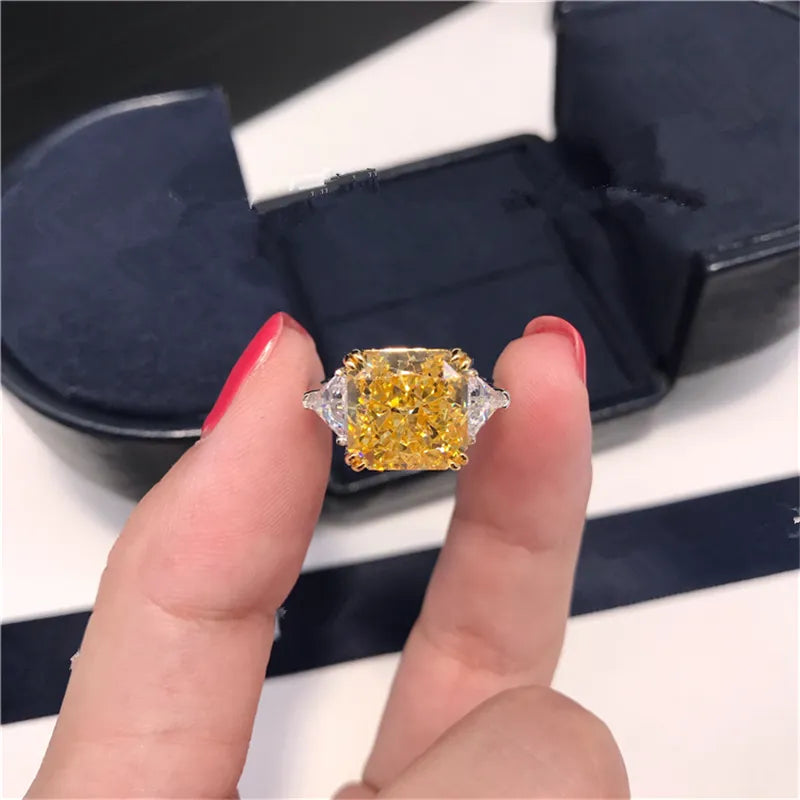 CC Fine Jewelry Rings For Women Yellow Cubic Zirconia Luxury Wedding Engagement Ring Silver Color Drop Shipping CC1665 LUXLIFE BRANDS