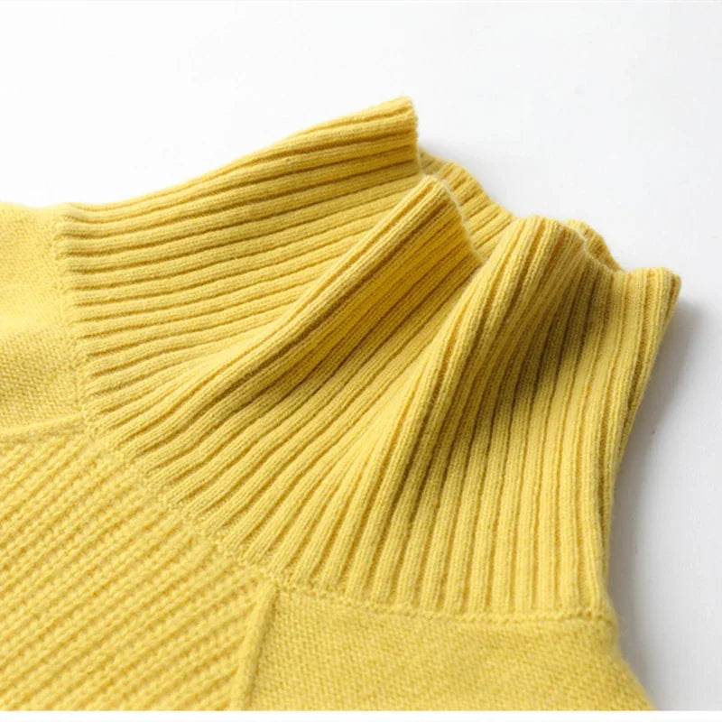 Cashmere sweater women turtleneck sweater pure color knitted turtleneck pullover 100% pure wool loose large size sweater women LUXLIFE BRANDS
