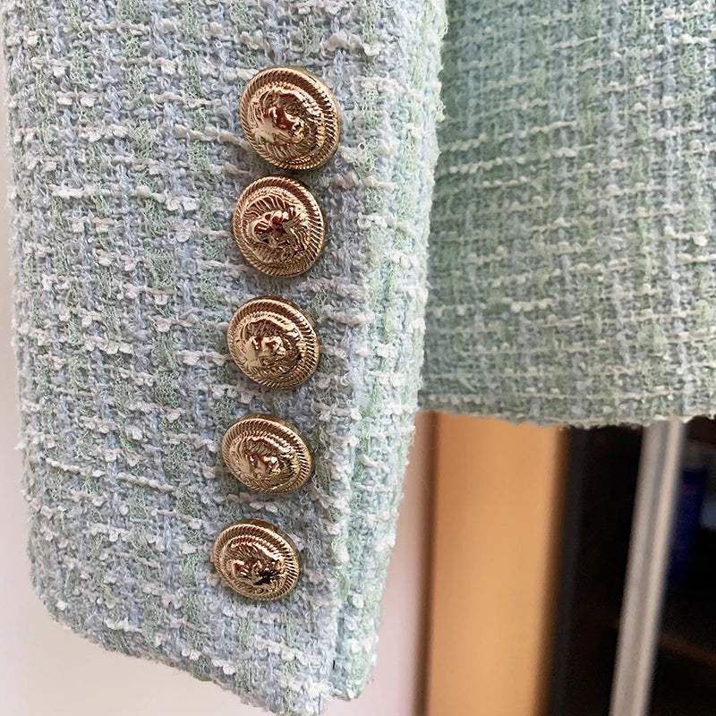 Lux Designer Tweed Blazer In Mint Green LUXLIFE BRANDS
