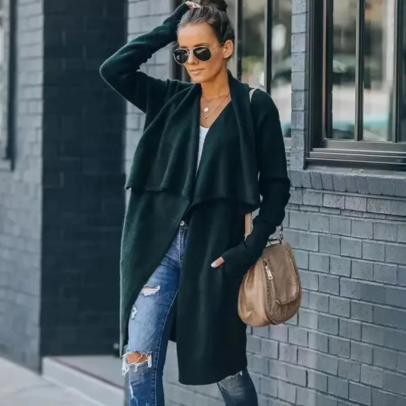 TEELYNN 2022 Boho Long Knit Wear Sweaters Cardigan Women Knitwear Turn-Down Collar Winter Coats Female Holiday Oversized Coat