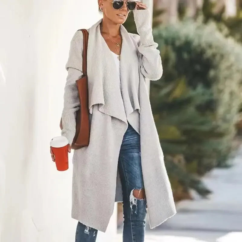 TEELYNN 2022 Boho Long Knit Wear Sweaters Cardigan Women Knitwear Turn-Down Collar Winter Coats Female Holiday Oversized Coat