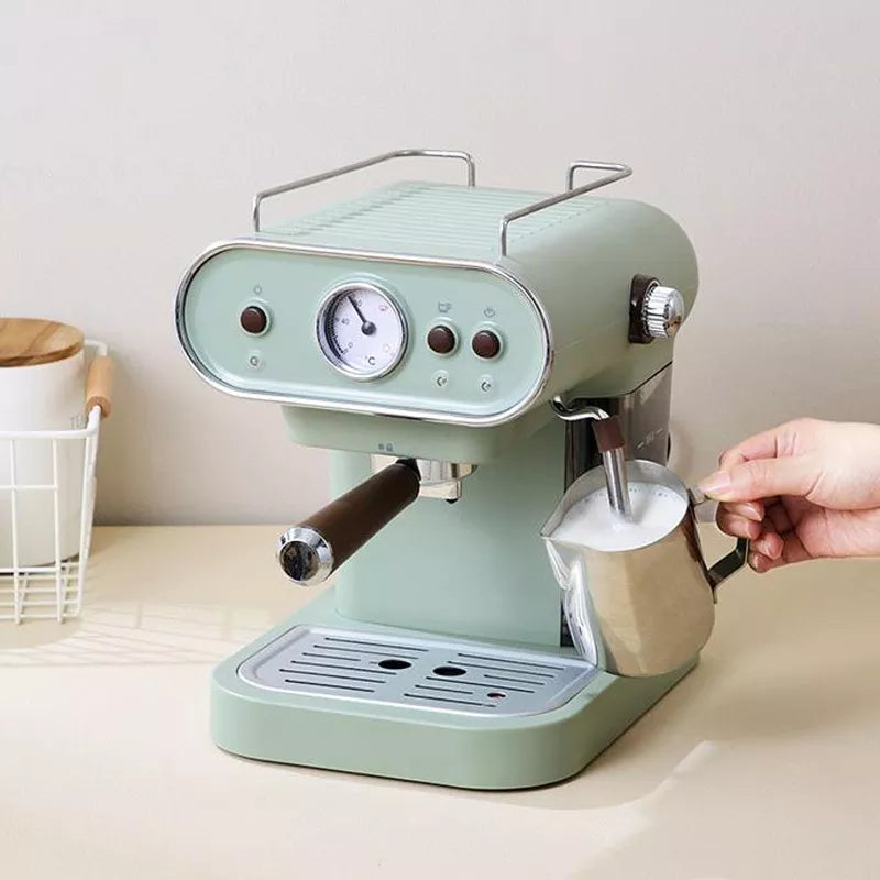 Retro Italian Electric Coffee & Espresso Machine With Frother