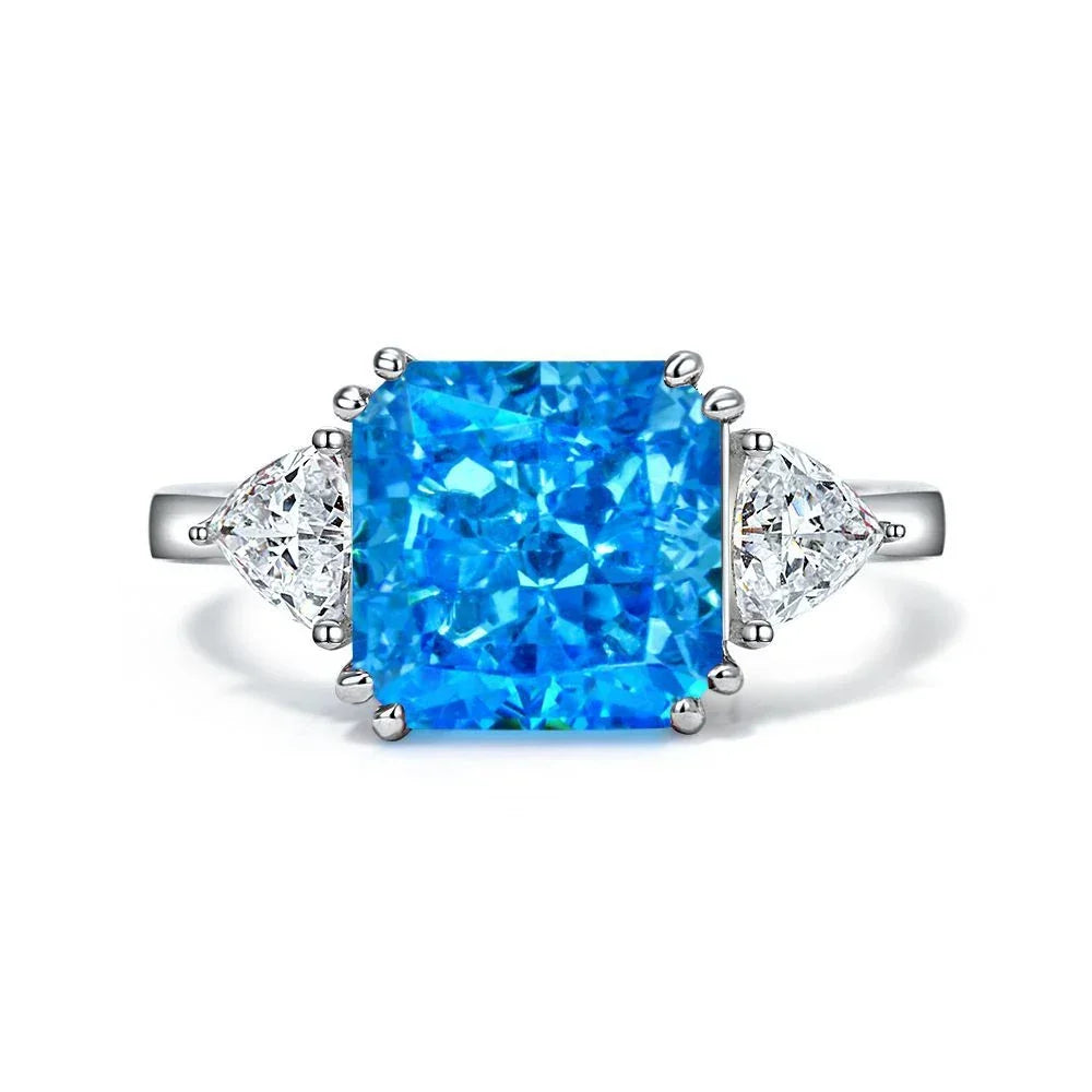 925 Sterling Silver 5CT G Color Lab Sapphire Gemstone Wedding Engagement Cocktail Ring Luxlife Brands