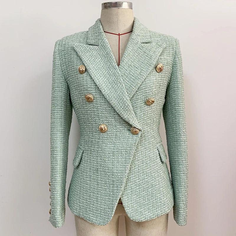 Lux Designer Tweed Blazer In Mint Green LUXLIFE BRANDS