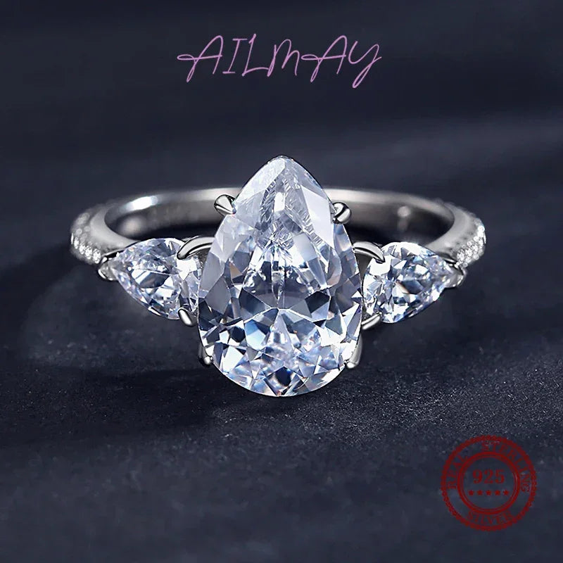 5ct Pear Shaped Zirconia CZ Engagement Ring 925 SS