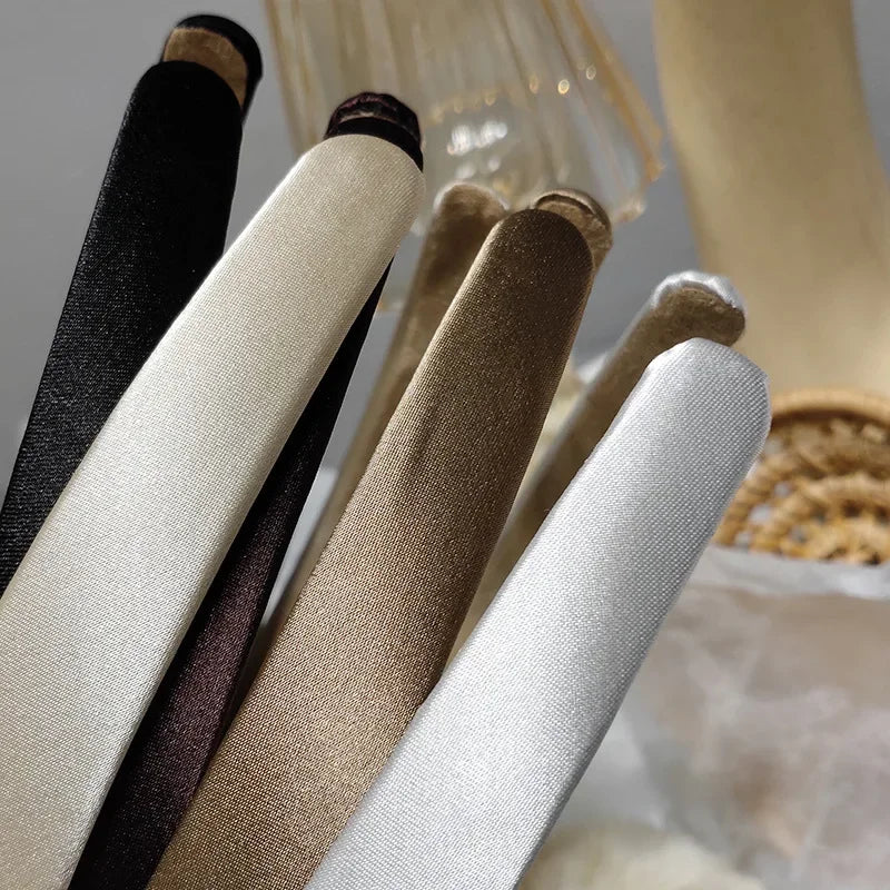 New Hair Band Fashion Retro Wide Headband Simple Headwear Bezel Hair Accessories For Woman Satin Hair Hoop Solid Color Hairbands LUXLIFE BRANDS