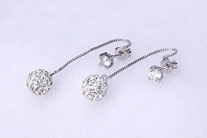 Wholesale Fine Jewelry New Design Rhinestone Crystal 925 Sterling Silver Long Drop Earrings for Women Girls Gift LUXLIFE BRANDS