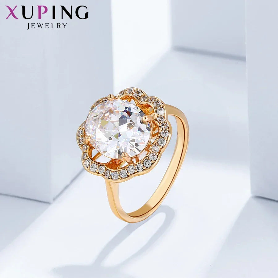 Xuping Jewelry Fashion Simple Multicolor Stone Promotion Gold Plated Charm Ring for Women Girl Rings  13147