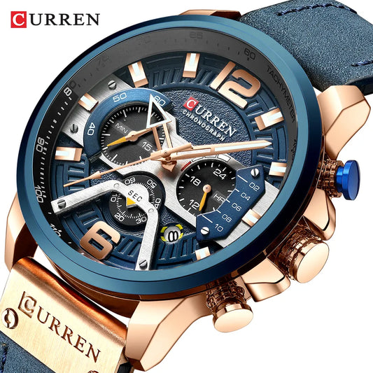 CURREN Casual Sport Watches for Men Top Brand Luxury Military Leather Wrist Watch Man Clock Fashion Chronograph Wristwatch LUXLIFE BRANDS