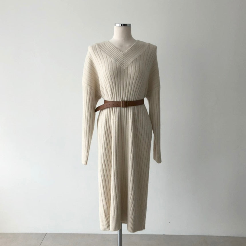 2020 New Autumn Sweater Women Dress Winter Long Sleeve Sweaters Knitted Dresses Womens Loose Maxi Oversize Knitting Robe Vestido