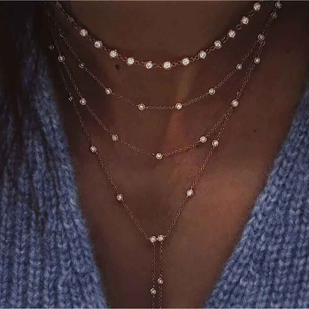 New Vintage Crystal Geometry Star Moon Lock Necklace For Women 2020 Boho Multi-level Pendants Necklaces Chokers Jewelry Gift LUXLIFE BRANDS