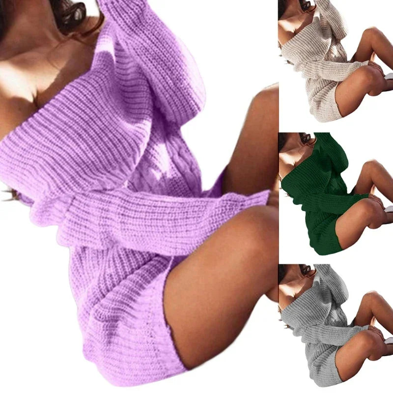 Lounger Knit Long Sleeve Sweater Dress LUXLIFE BRANDS