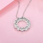 ATTAGEMS Created Blue Sapphire Solid 925 Sterling Silver Halo Pendant Necklace For Women Christmas Engagement Wedding Party Gift Luxlife Brands