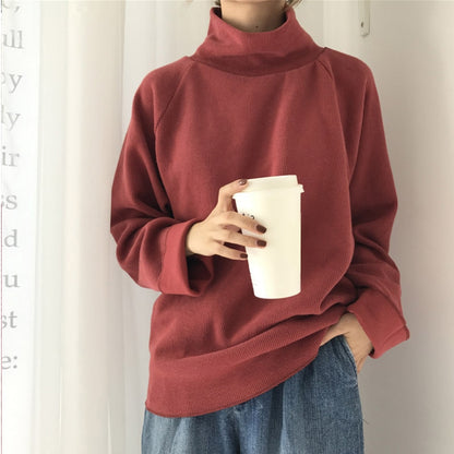 AECU1 Turtleneck Sweater For Women spring Autumn Knitted Jumper Women's Sweater Casual Loose Long Sleeve Jacket Pullover Female