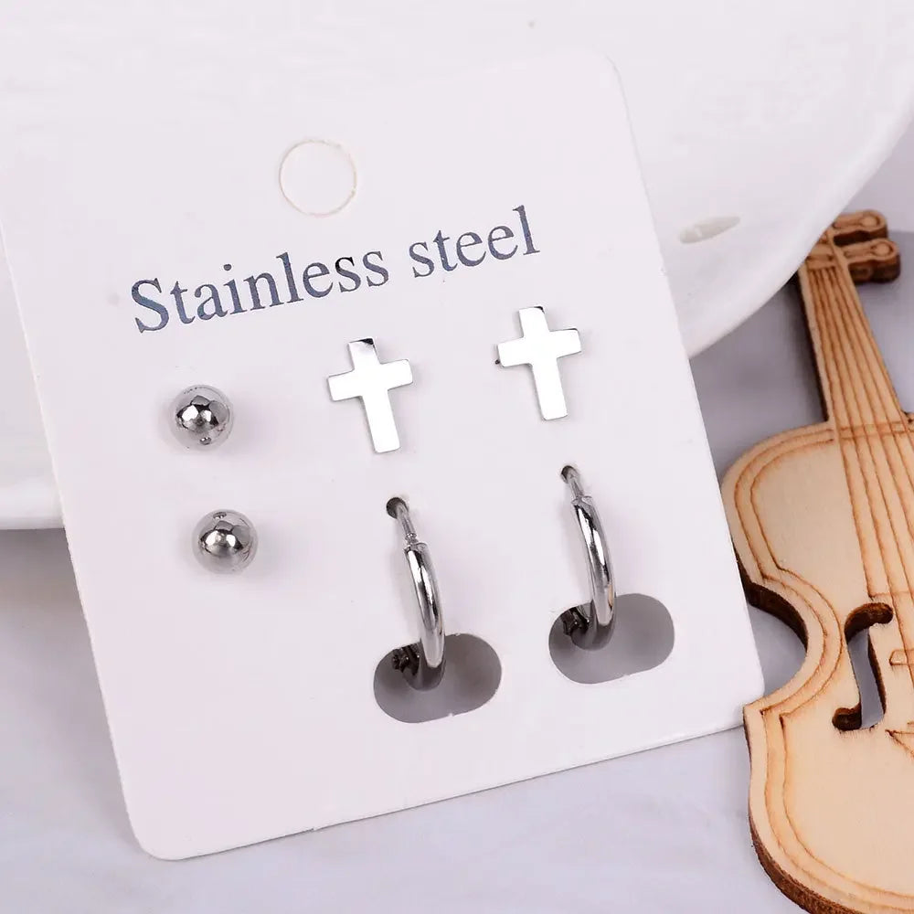 Stainless Steel Earrings Small Cute Butterfly Star Moon Heart Stud Earrings Set Punk Piercing Earing Women&#39;s Minimalist Jewelry