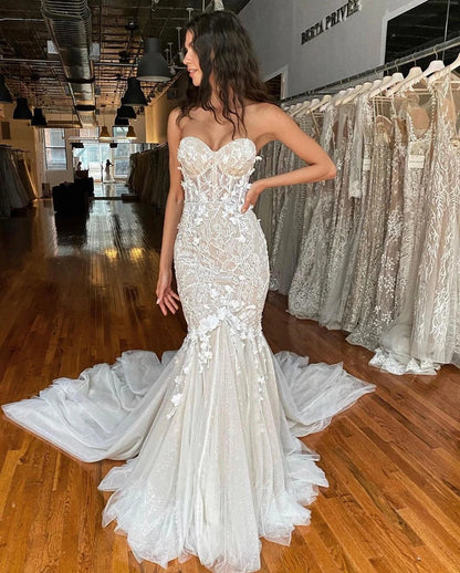 Luxury Mermaid Sweetheart Lace Wedding Gown LUXLIFE BRANDS