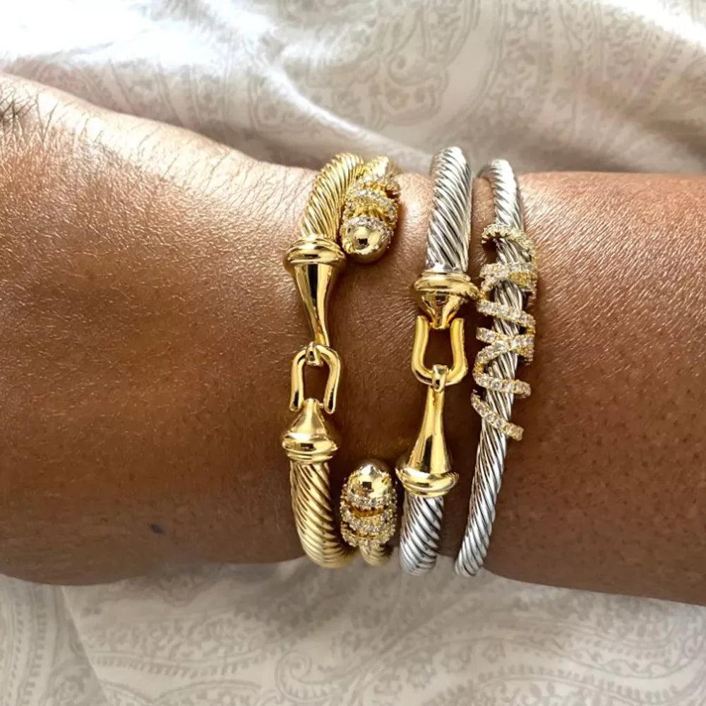 Missvikki Original design Stackable Bangle For Women Bridal Wedding Cubic Zircon OPen Bangle Dubai Bracelet Party Jewelry LUXLIFE BRANDS