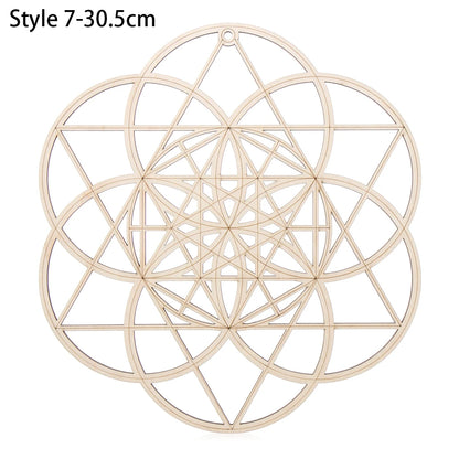 Chakra Flower of Life Natural Wood Coasters For Crystal Set