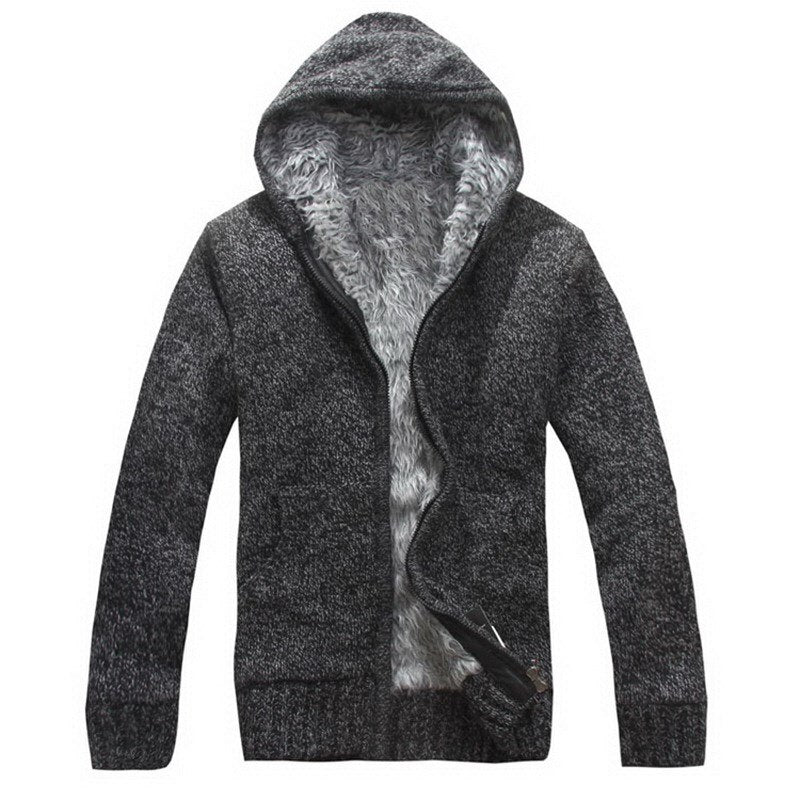 Autumn Winter Men's Thick Sweatercoat Collar Zipper Sweater Coat Outerwear Winter Fleece Cashmere Liner SweatersTurn-down Collar LUXLIFE BRANDS