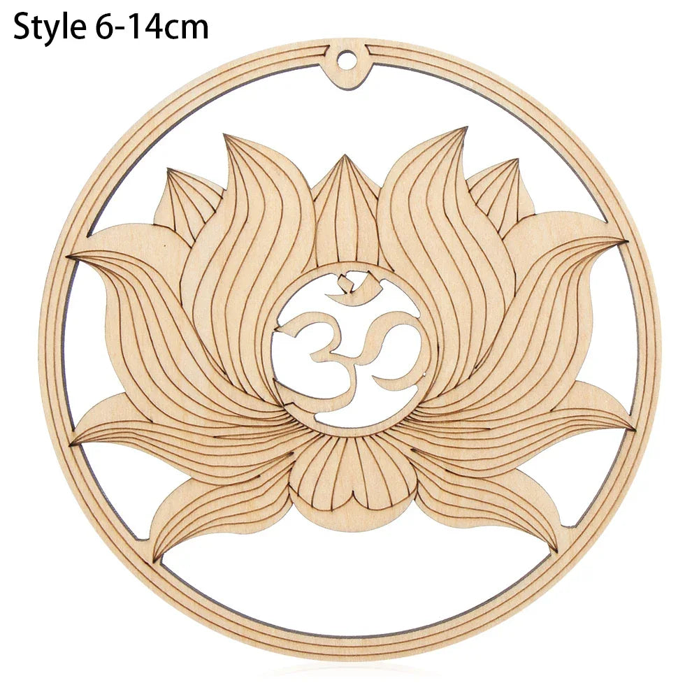 Chakra Flower of Life Natural Wood Coasters For Crystal Set Luxlife Brands
