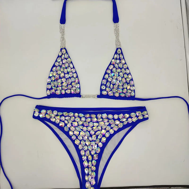 The Venus Horizon Rhinestone Bikini – Premium Crystal Triangle Showgirl Set