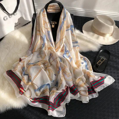 Luxury brand hijab summer women scarves soft long print silk scarves lady shawl and wrap 2022 pashmina bandana beach stoles