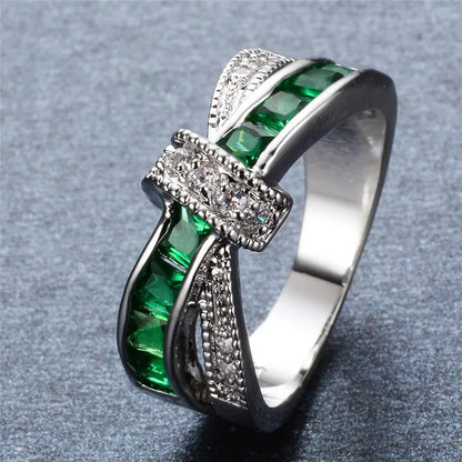New  925 Sterling Silver Ring Zircon Inlaid Green Ring For Woman Charm Jewelry Gif LUXLIFE BRANDS