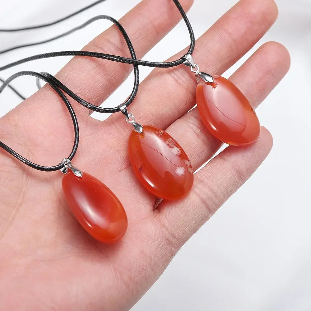 Carnelian Pendant On Leather Necklace - LUXLIFE BRANDS
