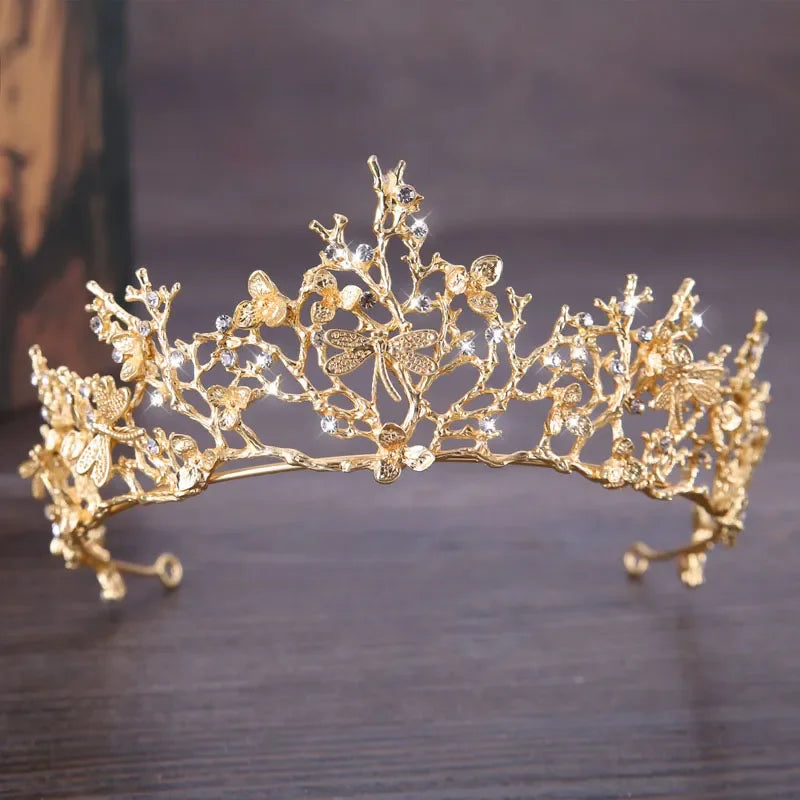 FORSEVEN Gold Color Tiaras Crown Baroque Style Bride Hair Jewelry Headpiece Shining Crystal Noiva Wedding Girls Hair Accessories LUXLIFE BRANDS