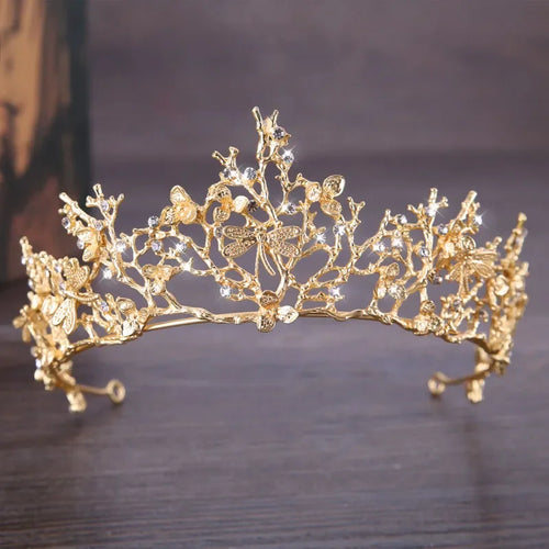 FORSEVEN Gold Color Tiaras Crown Baroque Style Bride Hair Jewelry Headpiece Shining Crystal Noiva Wedding Girls Hair Accessories LUXLIFE BRANDS