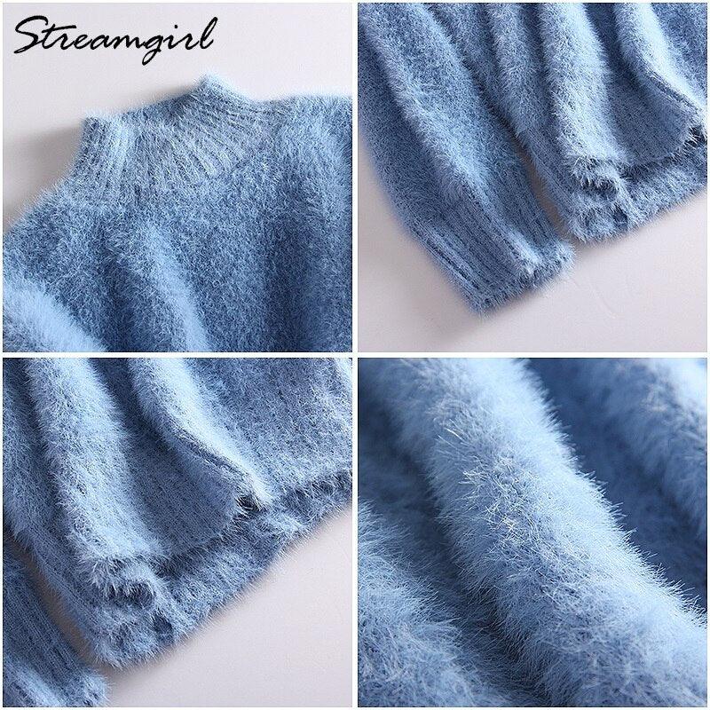 Thick Winter Sweater Women Warm White Turtleneck Fluffy Women's Jumper Winter Pull Sweaters For Women Knitted Sweater Woman 2021 LUXLIFE BRANDS