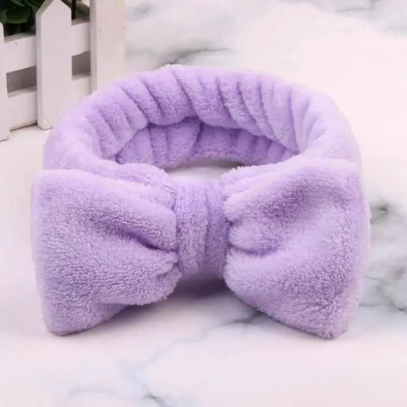 New Colorful Coral Fleece Wash Face Hairbands For Women Cute Soft Bow Makeup Elastic Hair Bands Headband Turban Hair Accessories